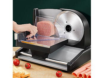 Rosenstein & Söhne Brotschneidemaschine: Elektrischer Allesschneider mit 2 Edelstahl-Klingen, 1