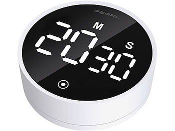 PEARL Kurzzeittimer: Digitaler Küchen-Timer mit Drehrad, LCD-Display & Magnethalter (Zeitwecker)