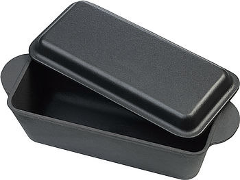 Rosenstein & Söhne Brotbackform mit Deckel: 2er-Set Gusseisen-Kastenformen mit Deckel, 25 x 12 x 9 cm, 2er-Set (Backform mit Deckel)