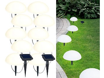 Lunartec LED Kugel: Solar-Bodenlichterkette mit 5 warmweißen Halbkugeln, 2er-Set (Solar Lichterketten Halbkugel)
