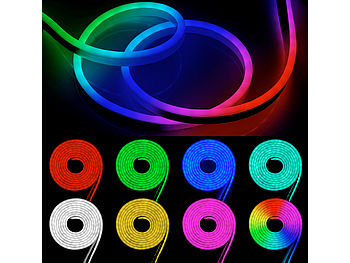 Lunartec LED Schlauch RGB: WLAN-Neon-Schlauch mit RGBW-IC-LEDs, App, Sprachsteuerung, IP65, 5 m (RGBW LED Streifen)