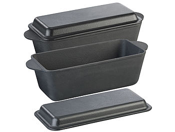 Rosenstein & Söhne Brotbackform mit Deckel: 2er-Set Gusseisen-Kastenformen mit Deckel, 25 x 12 x 9 cm, 2er-Set (Backform mit Deckel)