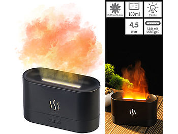 Carlo Milano Luftbefeuchter Aroma: 2er-Set Ultraschall-Aroma-Diffuser mit zuschaltbarer LED-Flamme (Luftbefeuchter elektrisch)