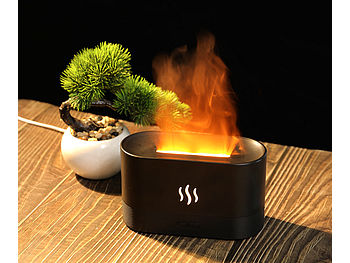 Carlo Milano Duftlampe: Ultraschall-Aroma-Diffuser mit zuschaltbarer LED-Flamme, USB-Betrieb (Luftbefeuchter LED)