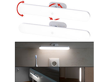 Lunartec Küchenbeleuchtung: 2er-Set schwenkbare Akku-LED-Lichtleisten, PIR, 120 lm, tageslichtweiß (Lichtleisten Küche LED)