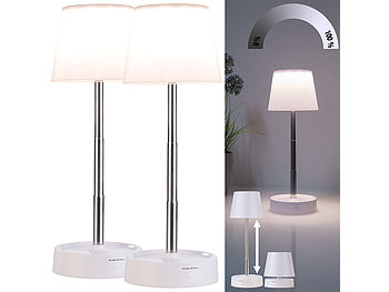 PEARL Teleskop Lampe: 2er-Set Dimmbare Teleskop-Akku-Tischleuchte, 80 lm, 1.200 mAh, USB-C (Tischlampe USB)