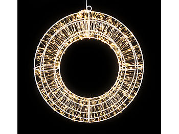 Lunartec LED Kranz: 3D-LED-Lichterkranz, Firework-Effekt, 960 LEDs, warmweiß, IP44, 38 cm (Lichtkranz)