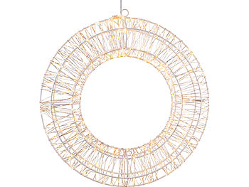 Lunartec LED Kranz: 3D-LED-Lichterkranz, Firework-Effekt, 960 LEDs, warmweiß, IP44, 38 cm (Lichtkranz)