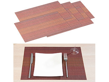 Rosenstein & Söhne Platzdeckchen abwaschbar: 6er-Set abwaschbare Tischsets in ansprechender Web-Optik, 45 x 30 cm (Platzsets abwaschbar)