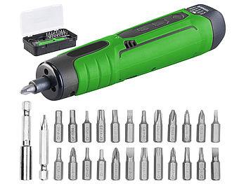AGT Professional USB Schraubendreher: Akku-Stabschrauber, USB, 25 Bits & Holz-Bohrer-Set für Akkuschrauber (Multi Bit-Bohrer)