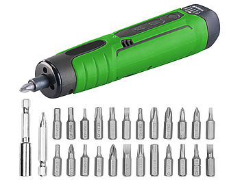 AGT Professional USB Schraubendreher: Akku-Stabschrauber, USB, 25 Bits & Holz-Bohrer-Set für Akkuschrauber (Multi Bit-Bohrer)