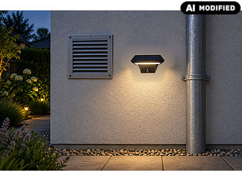 Luminea Licht ohne Strom: Kabelloser Solar-LED-Außenstrahler, PIR-Bewegungsmelder, 800 lm, IP44 (LED Solar Wandleuchte)