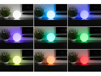 Lunartec LED-Dekokugeln: 2er-Set Akku-Leuchtkugeln für innen & außen, Ø 30 cm, IP54, RGBW-LED (Stimmungsleuchte LED)