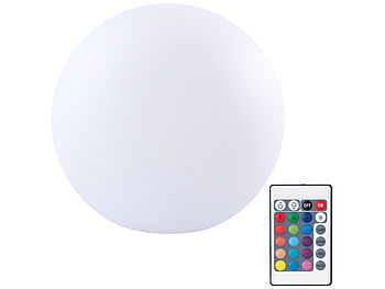 Lunartec Kugelleuchte: Kabellose Akku-Leuchtkugel für innen und außen, Ø20 cm, IP54, RGBW-LED (Kugelleuchte Akku)