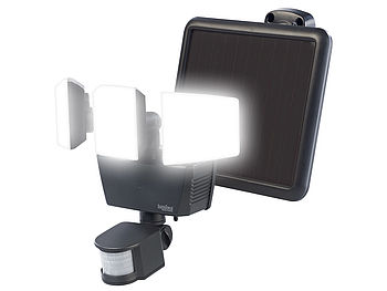 Luminea LED Bewegungsmelder: 3-fach-Solar-LED-Fluter für außen, PIR-Sensor, 1,6-W-Panel, 3.600 lm (Solarleuchten mit Bewegungsmelder)