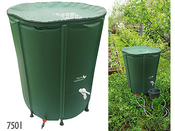 Royal Gardineer Wassertonne: Faltbare Regentonne mit Deckel, 750 l, 620 GSM-PVC, Schlauchanschluss (Regenfass)