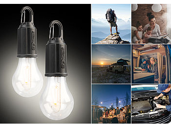 Lunartec LED-Camping-Glühbirne: 16er-Set LED-Akku-Glühbirnen mit je 120 Lumen, 400 mAh, USB-Ladung (LED-Glühbirne akkubetrieben)