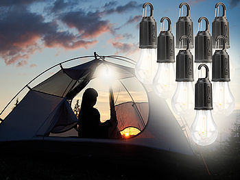 Lunartec LED Birne aufladbar: 8er-Set LED-Akku-Glühbirnen mit je 120 Lumen, 400 mAh, USB-Ladung (Campinglampe Akku)