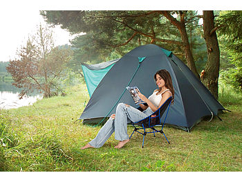 Semptec Camping Klappstuhl: 4er-Set klappbarer Campingstuhl, 2 Sitzhöhen, extra-leicht, bis 120 kg (Camping Faltstuhl)