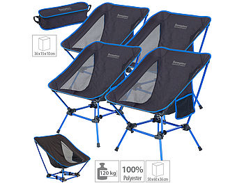 Semptec Camping Klappstuhl: 4er-Set klappbarer Campingstuhl, 2 Sitzhöhen, extra-leicht, bis 120 kg (Camping Faltstuhl)