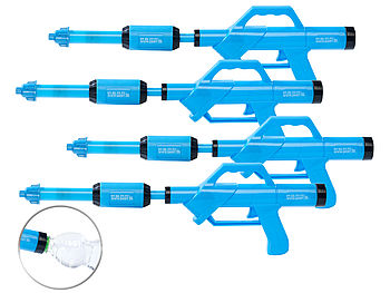 PEARL starke Wasserpistole: 4er-Set Wasserpistolen mit PET-Flaschen-Anschluss (Wasserpistole Flaschenanschluss)